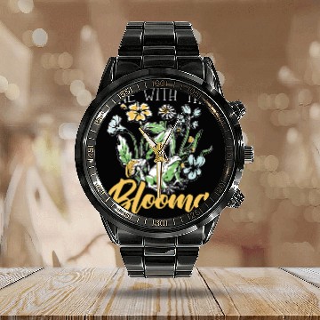 Discover Cottagecore Mushroom Aesthetic Nature Conservation Calendar Steel Band Watch