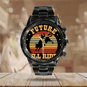 Discover Future Bull Rider Bull Riding Western Rodeo Cowboy Calendar Steel Band Watch