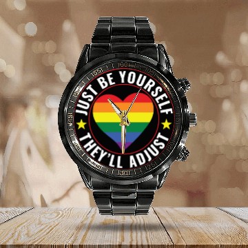 Discover LGBT Lesbian Gay Pride Be Yourself They'll Adjust Calendar Steel Band Watch