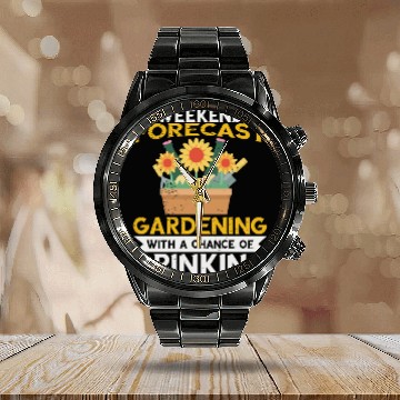Discover Gardener Drinking Gardening Plants Beer Lover Calendar Steel Band Watch