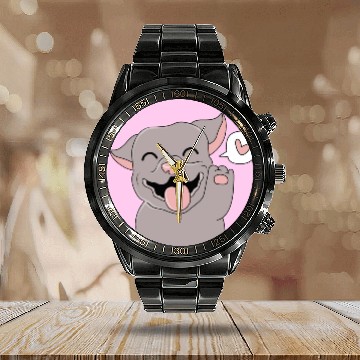 Discover American Pitbull Terrier Puppy Pet Cute Pitbull Calendar Steel Band Watch