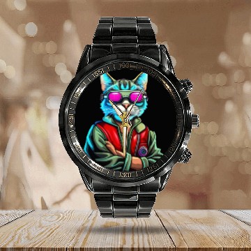Discover worker cat, mom Calendar Steel Band Watch