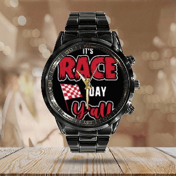 Discover Its Race Day Yall Funny Dirt Track Racing Calendar Steel Band Watch