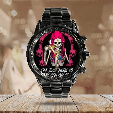 Discover Im Just Here to Establish an Alibi Funny Sarcastic Calendar Steel Band Watch