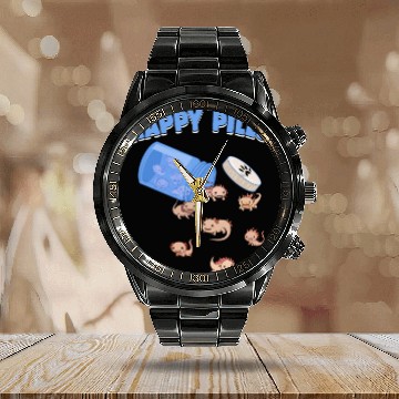 Discover Happy Pills Axolotls Funny Axolotl Lover Humor Pun Calendar Steel Band Watch