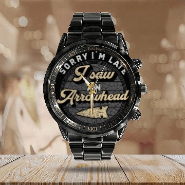 Discover Retro Sorry I'm Late I Saw An Arrowhead Hunting Calendar Steel Band Watch