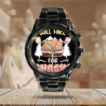 Discover Wanderlust Climber funny Mountain Hiking Snack Calendar Steel Band Watch