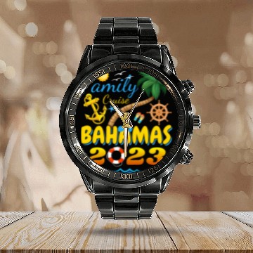 Discover Family Cruise The Bahamas 2023 Matching Group Calendar Steel Band Watch