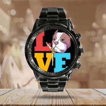 Discover Bully Dog Lover I Love My American Bully Calendar Steel Band Watch