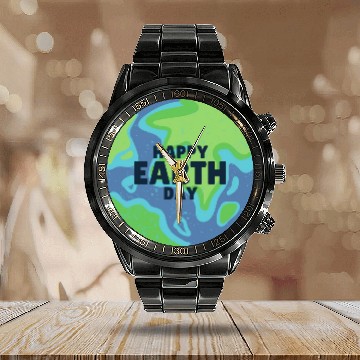 Discover Happy Earth Day Calendar Steel Band Watch