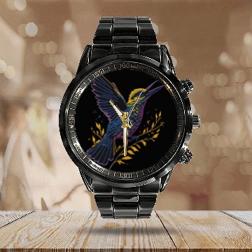 Discover Nature Lovers - Charming Hummingbird Calendar Steel Band Watch