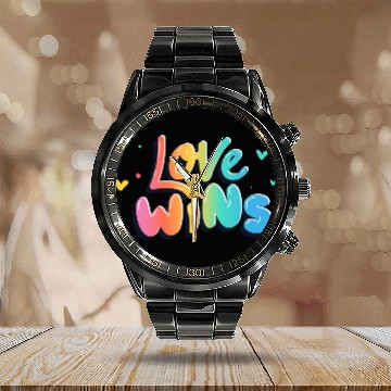 Discover Love Wins pride month Calendar Steel Band Watch