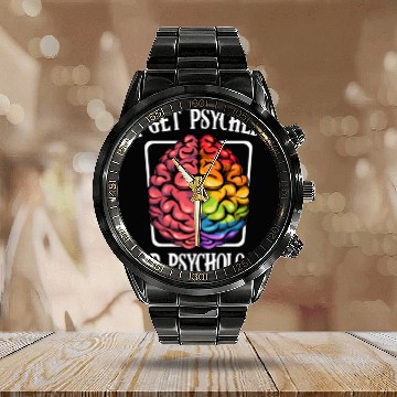 Discover I Get Psyched For Psychology Brain Gift Calendar Steel Band Watch