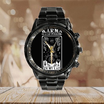 Discover Karma is a Cat Purring in My Lap Witchcraft Tarot Calendar Steel Band Watch