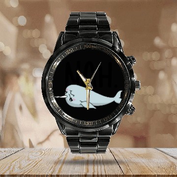Discover Procrastinating Narwhal Lover Aquatic Animals Calendar Steel Band Watch