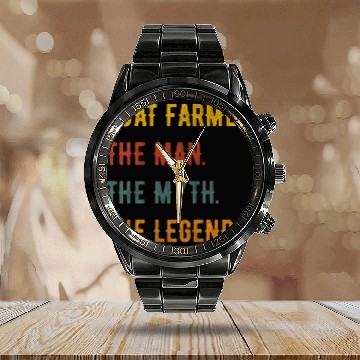 Discover Goat Farmer Man Myth The Legend Calendar Steel Band Watch