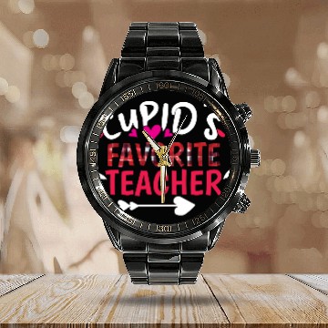 Discover Plaid Cupid Favorite Teacher Valentines Day Calendar Steel Band Watch