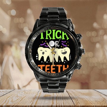 Discover Dentist Halloween Trick Or Treat Calendar Steel Band Watch