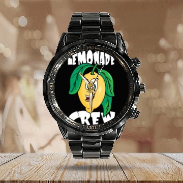 Discover Sweet Kids Lemon Motif Calendar Steel Band Watch