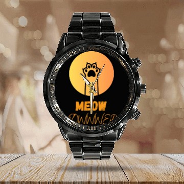 Discover Meow Powwwer Calendar Steel Band Watch