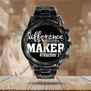 Discover Teacher Life Difference Maker Happy First Day of S Calendar Steel Band Watch