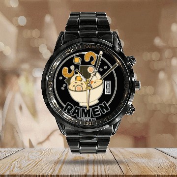 Discover Ramen original japanese food. Calendar Steel Band Watch