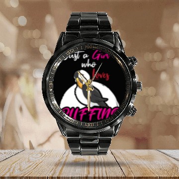 Discover Puffin Lover Puffins Calendar Steel Band Watch