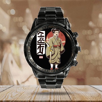 Discover Retro Japan Oyaji Wearing Yukata Calendar Steel Band Watch