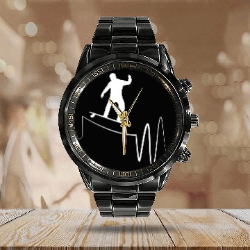 Discover I Love Longboarding Skateboard Heartbeat Longboard Calendar Steel Band Watch