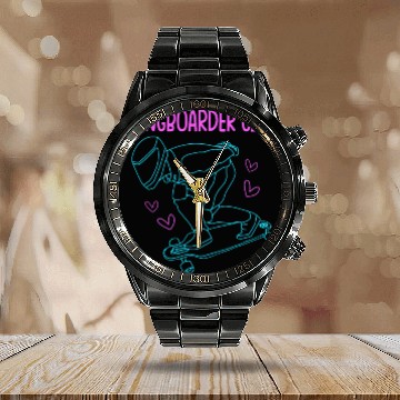 Discover Skateboarding For Women Longboard Girl Calendar Steel Band Watch
