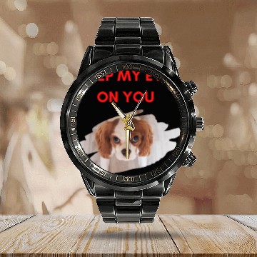 Discover Funny dog, keep my eye on you for dog lovers. Calendar Steel Band Watch