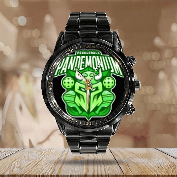 Discover Pickleball Pandemonium | Paddle Sports Player Calendar Steel Band Watch