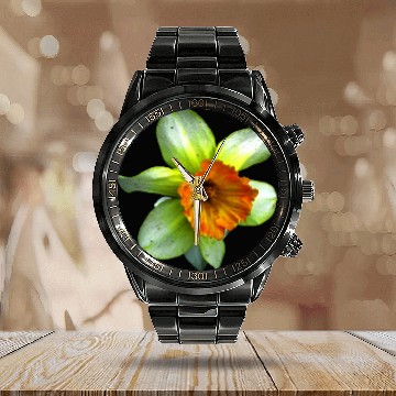 Discover Blooming spring daffodil Calendar Steel Band Watch