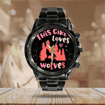Discover This Girl Loves Wolves Animal Werewolf Wolf Lover Calendar Steel Band Watch