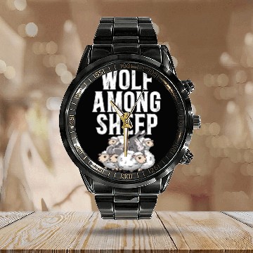 Discover Wolf Among Sheep Wolves Animal Werewolf Wolf Lover Calendar Steel Band Watch