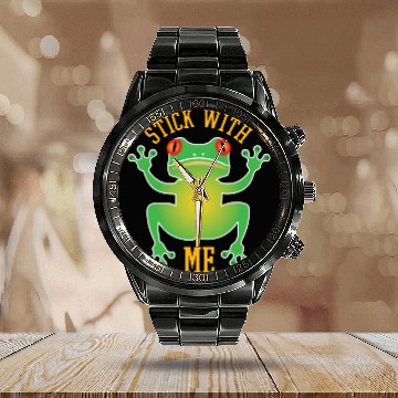 Discover Frog On A Window S Funny Sticky Toed Frog Calendar Steel Band Watch