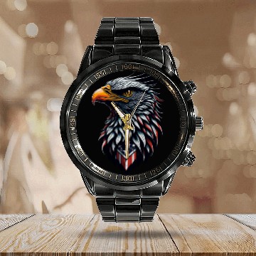 Discover American Eagle Calendar Steel Band Watch