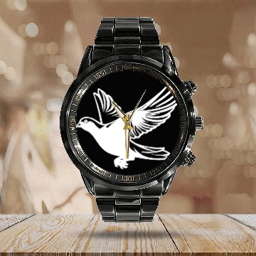 Discover Pigeon In Flight With Wings Calendar Steel Band Watch