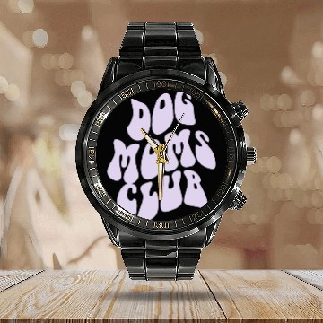 Discover Dog Moms Club retro Pet Lover Calendar Steel Band Watch