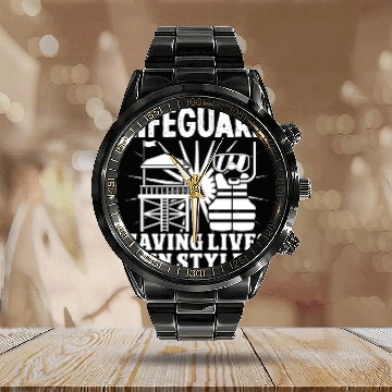 Discover Lifeguard saving lives in style pool guard Calendar Steel Band Watch