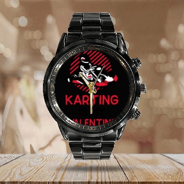Discover Karting Is My Valentine | Sports Player Calendar Steel Band Watch