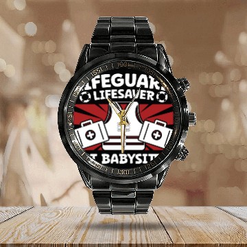 Discover Lifeguard lifesaver not babysitter pool guard Calendar Steel Band Watch
