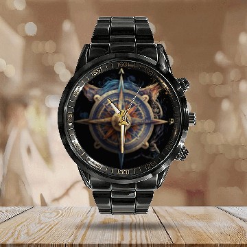 Discover navy compass sailing Calendar Steel Band Watch