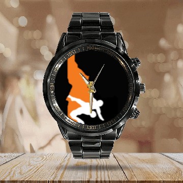 Discover Idaho Wrestling (State Colors) Calendar Steel Band Watch