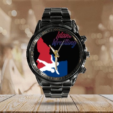 Discover Idaho Wrestling (USA Colors) Calendar Steel Band Watch