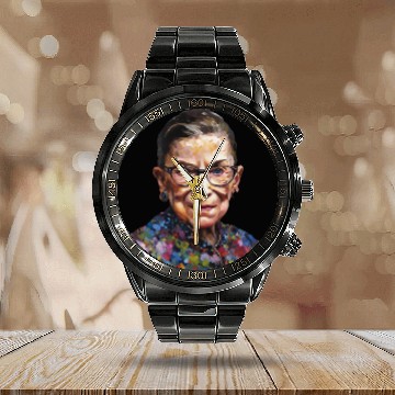 Discover Ruth Bader Ginsburg portrait in a Monet style Calendar Steel Band Watch