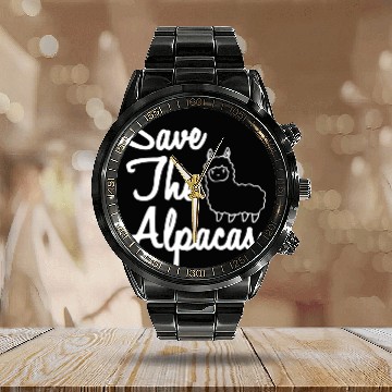 Discover Save The Alpacas I Alpaca Calendar Steel Band Watch