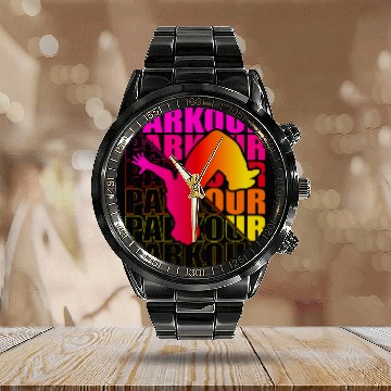 Discover Parkour, Freerunning, Street Workout Acrobatic Calendar Steel Band Watch