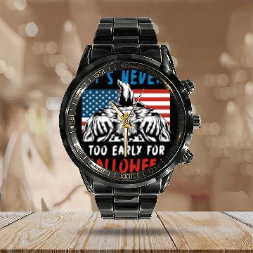 Discover It is Never Too Early For Halloween Wizard Calendar Steel Band Watch