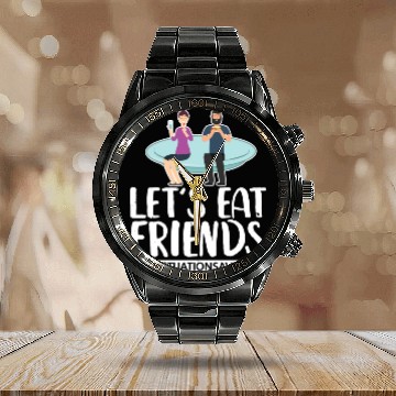Discover Lets Eat Friends Punctuation Saves Lives Cooking Calendar Steel Band Watch